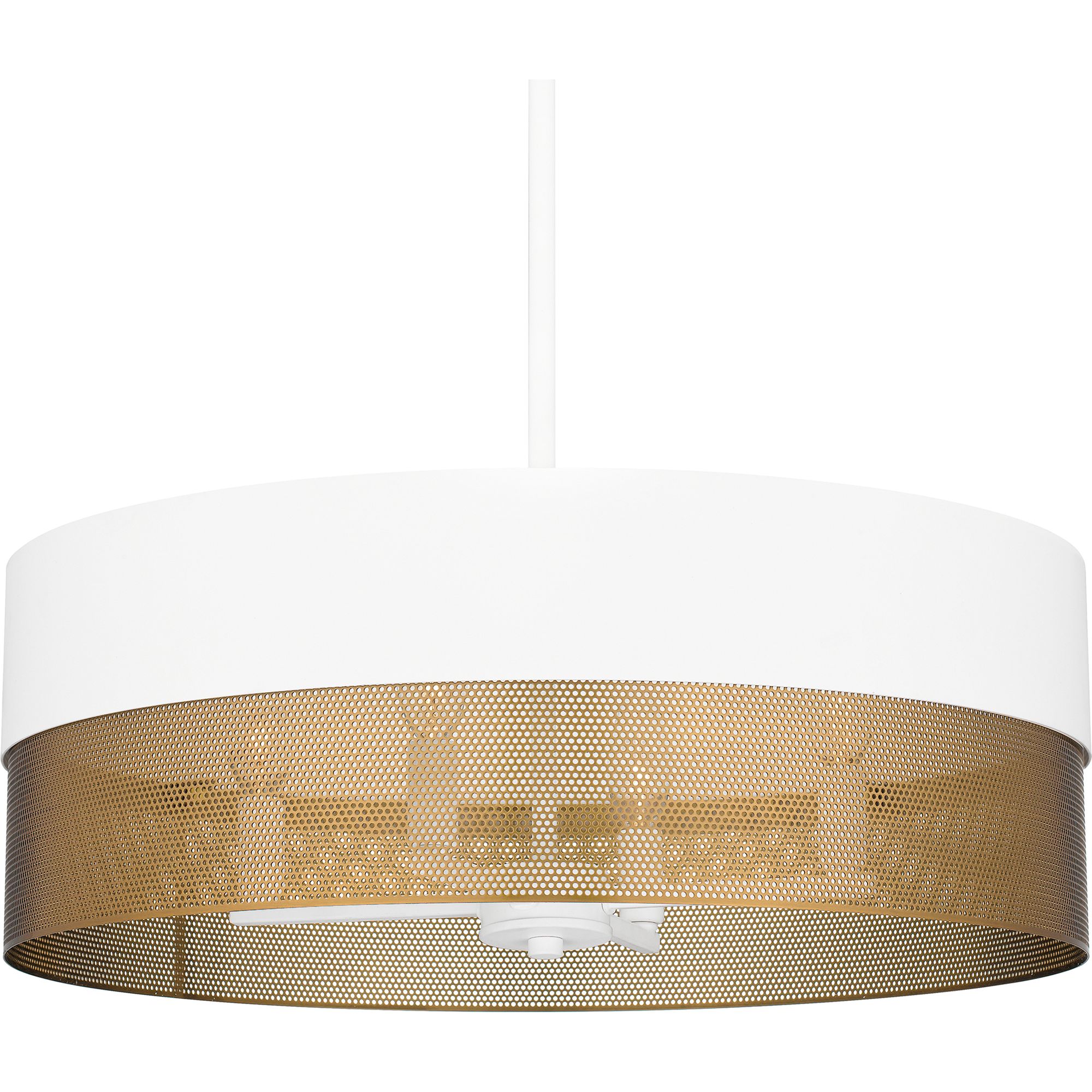 Quoizel Alani 20" Wide Matte White and Brass Drum Pendant Light