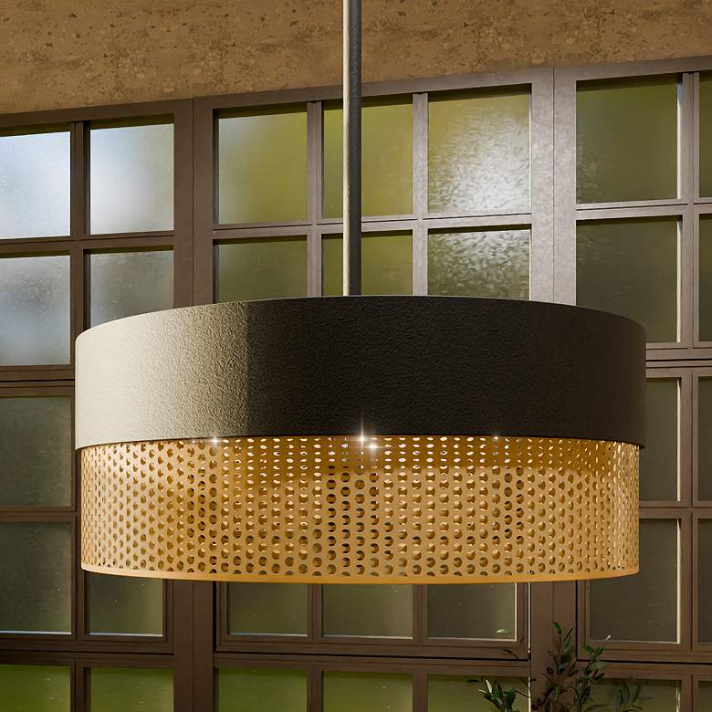 Image 1 Quoizel Alani 20"W Matte Black and Brass Drum Pendant Light