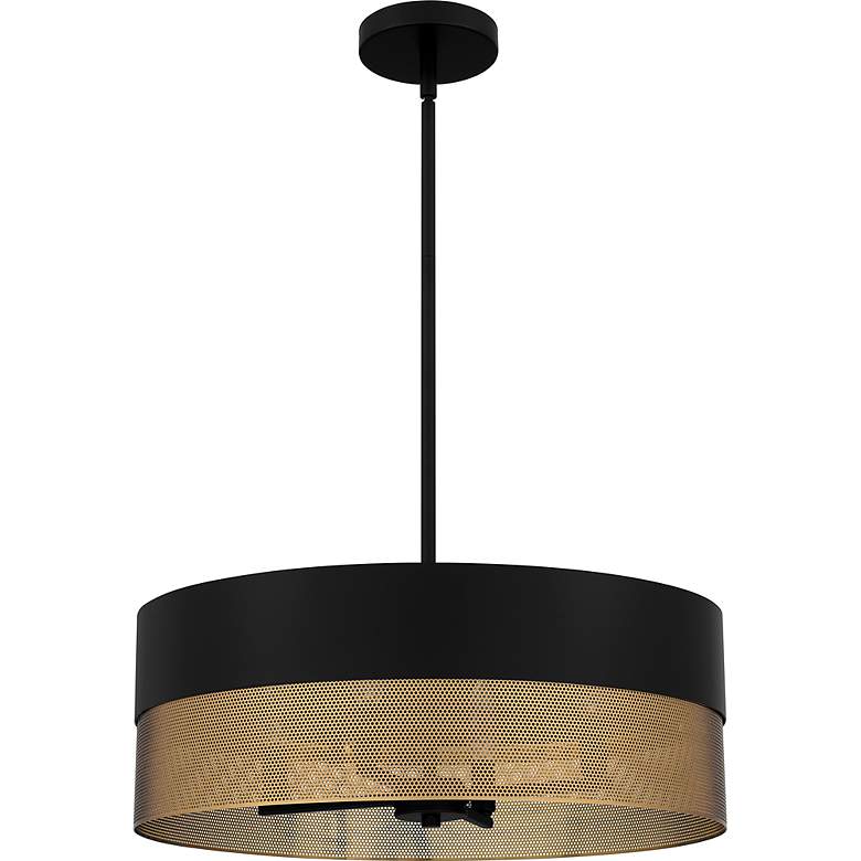 Image 3 Quoizel Alani 20"W Matte Black and Brass Drum Pendant Light more views