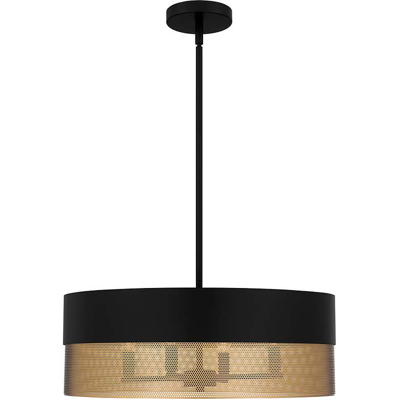 Image 4 Quoizel Alani 20"W Matte Black and Brass Drum Pendant Light more views