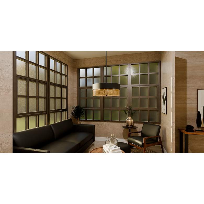 Image 6 Quoizel Alani 20"W Matte Black and Brass Drum Pendant Light more views