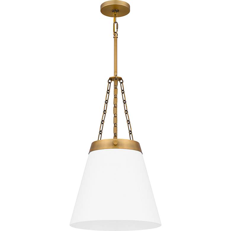 Image 3 Quoizel Alwyn 13 3/4"W Aged Brass and White Pendant Light more views