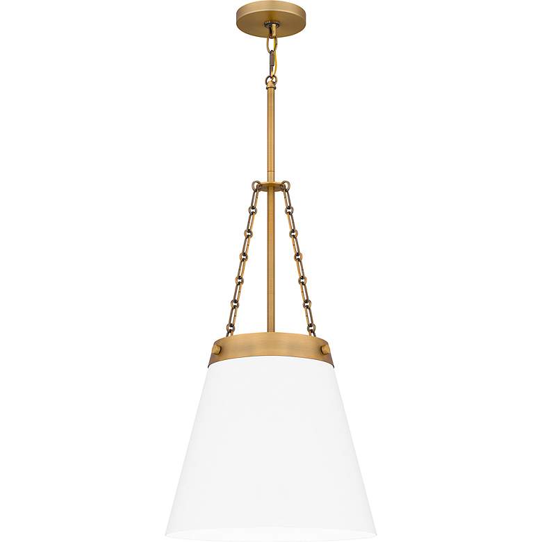 Image 4 Quoizel Alwyn 13 3/4"W Aged Brass and White Pendant Light more views