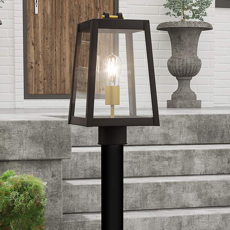 Image 1 Quoizel Amberly Grove 15 3/4 inchH Western Bronze Outdoor Post Mount Light