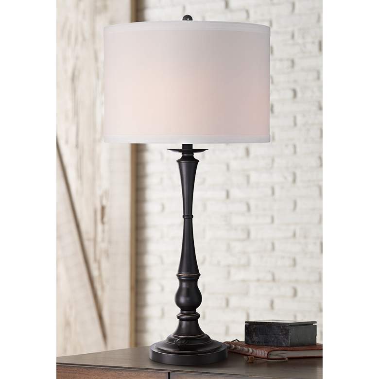 Image 1 Quoizel Ambrose 3-Light Palladian Bronze Table Lamp