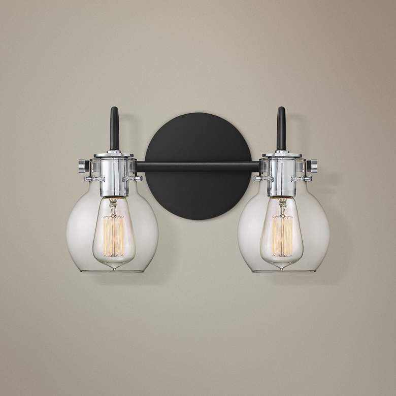 Image 1 Quoizel Andrews 8 3/4" High Earth Black 2-Light Wall Sconce