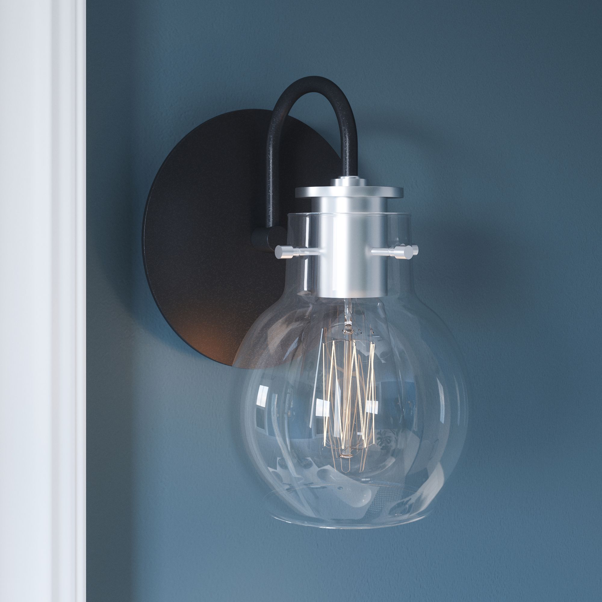 Image Quoizel Andrews 9" High Earth Black Metal Wall Sconce