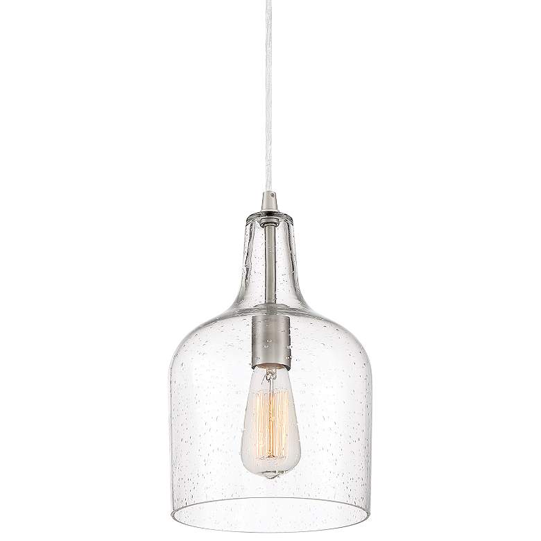 Image 1 Quoizel Anson 8 inch Wide Brushed Nickel Seeded Glass Mini Pendant
