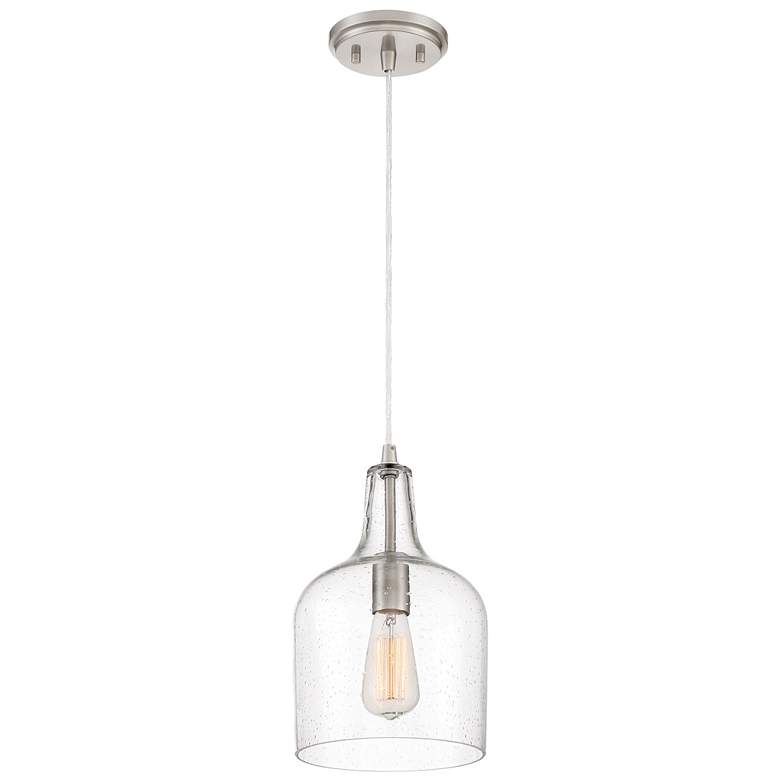Image 1 Quoizel Anson 8" Wide Brushed Nickel Seeded Glass Mini Pendant