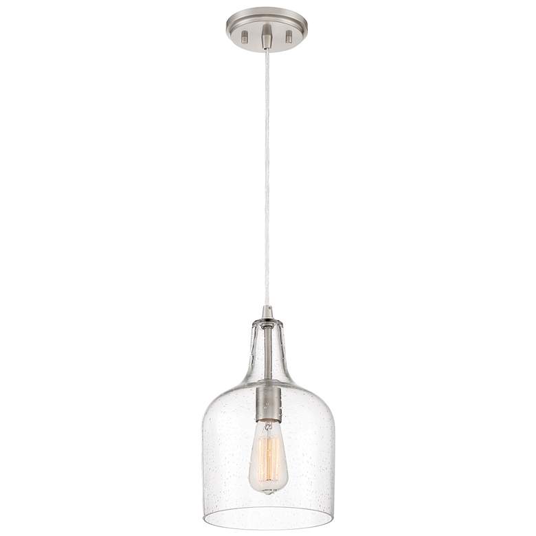 Image 1 Quoizel Anson 8 inch Wide Brushed Nickel Seeded Glass Mini Pendant