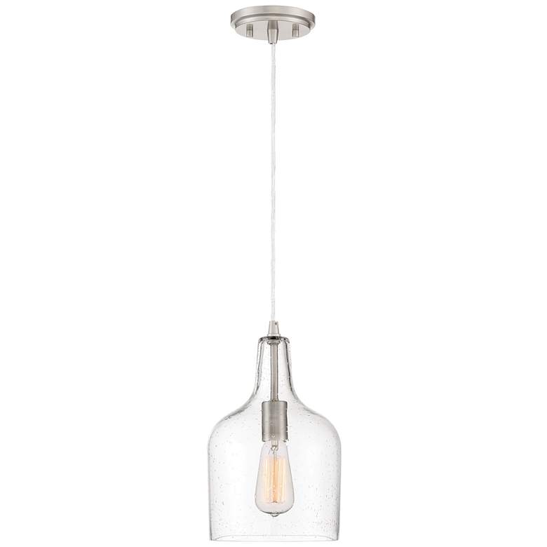 Image 3 Quoizel Anson 8" Wide Brushed Nickel Seeded Glass Mini Pendant more views