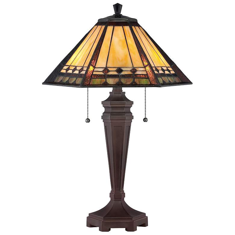 Image 1 Quoizel Arden 23 1/2" Mission Tiffany-Style Art Glass Table Lamp