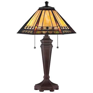 Quoizel Arden 23 1/2" Mission Tiffany-Style Art Glass Table Lamp