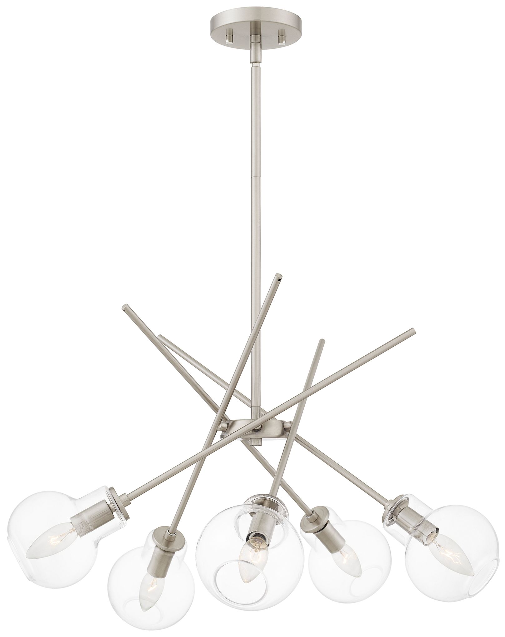 Image Quoizel Asha 26"W Brushed Nickel 5-Light Sputnik Chandelier