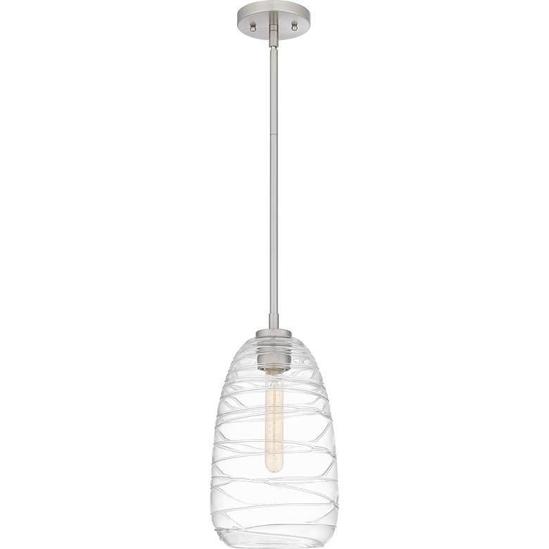 Image 3 Quoizel Asher 8"W Brushed Nickel Mini Pendant w/ Swirl Glass more views