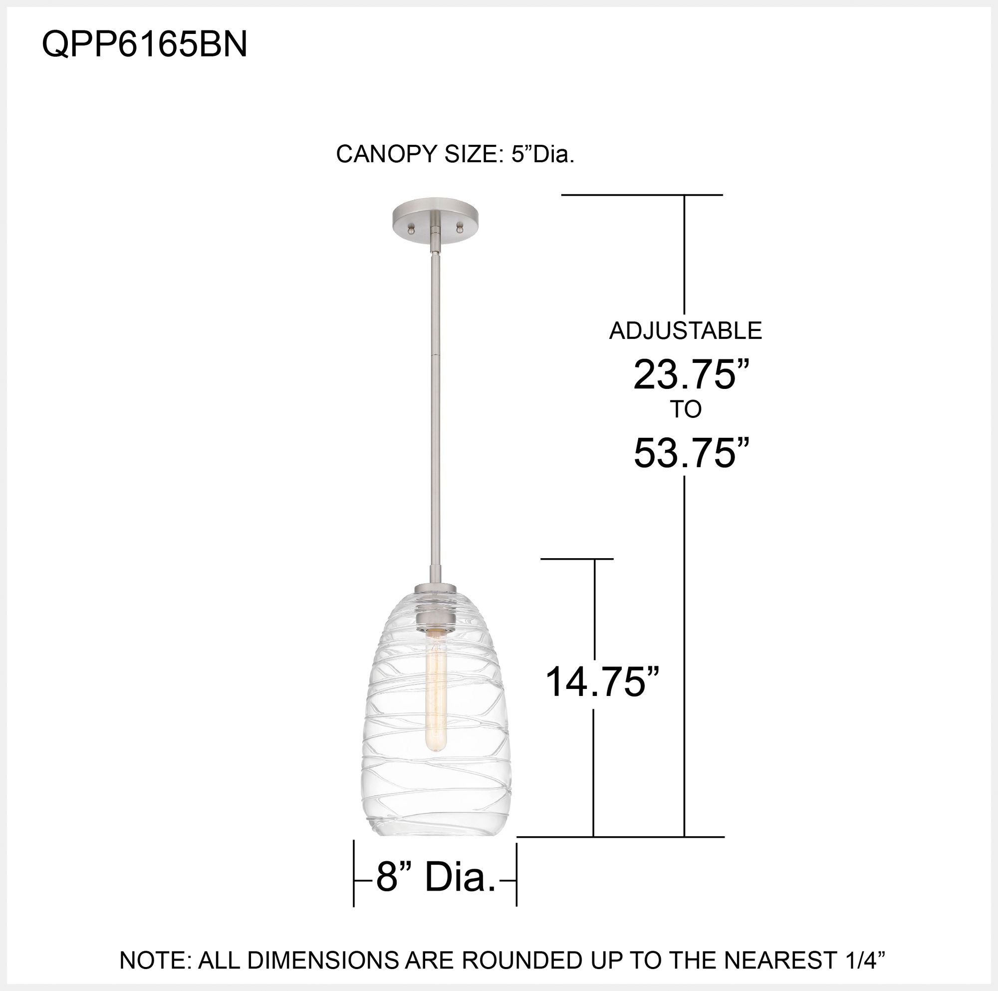 Quoizel Asher 8"W Brushed Nickel Mini Pendant w/ Swirl Glass