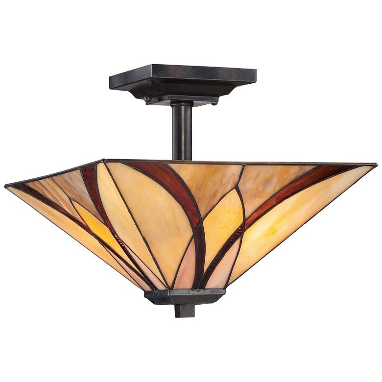 Image 3 Quoizel Asheville 14" Wide Valiant Bronze Tiffany-Style Ceiling Light more views