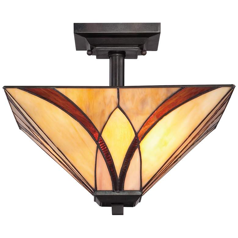 Image 4 Quoizel Asheville 14 inch Wide Valiant Bronze Tiffany-Style Ceiling Light more views