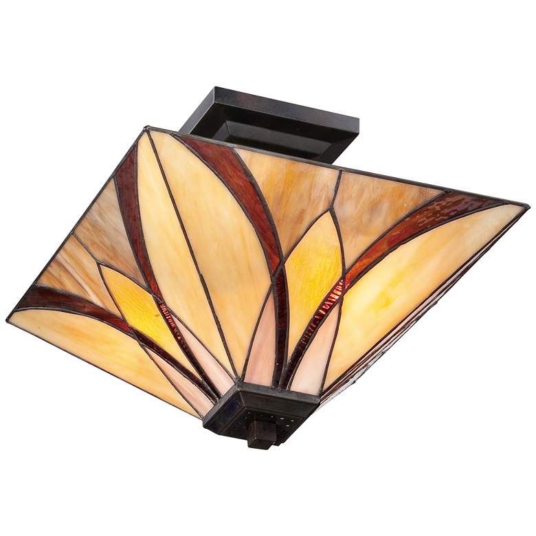 Image 5 Quoizel Asheville 14 inch Wide Valiant Bronze Tiffany-Style Ceiling Light more views