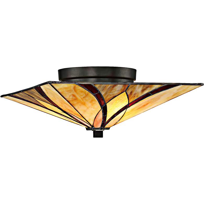Image 2 Quoizel Asheville 15 inch Wide Tiffany-Style Ceiling Light
