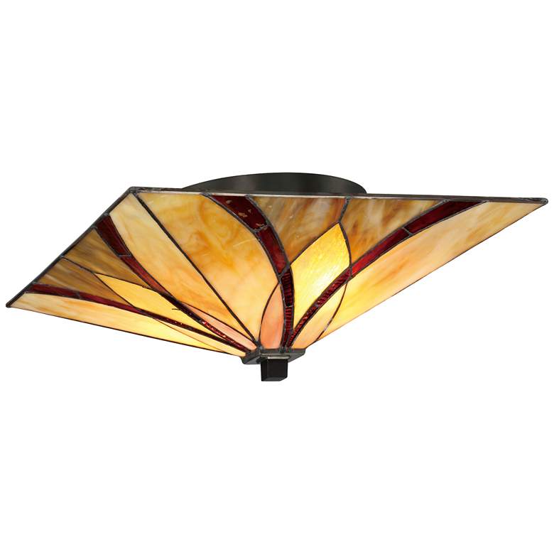 Quoizel Asheville 15&quot; Wide Tiffany-Style Ceiling Light more views