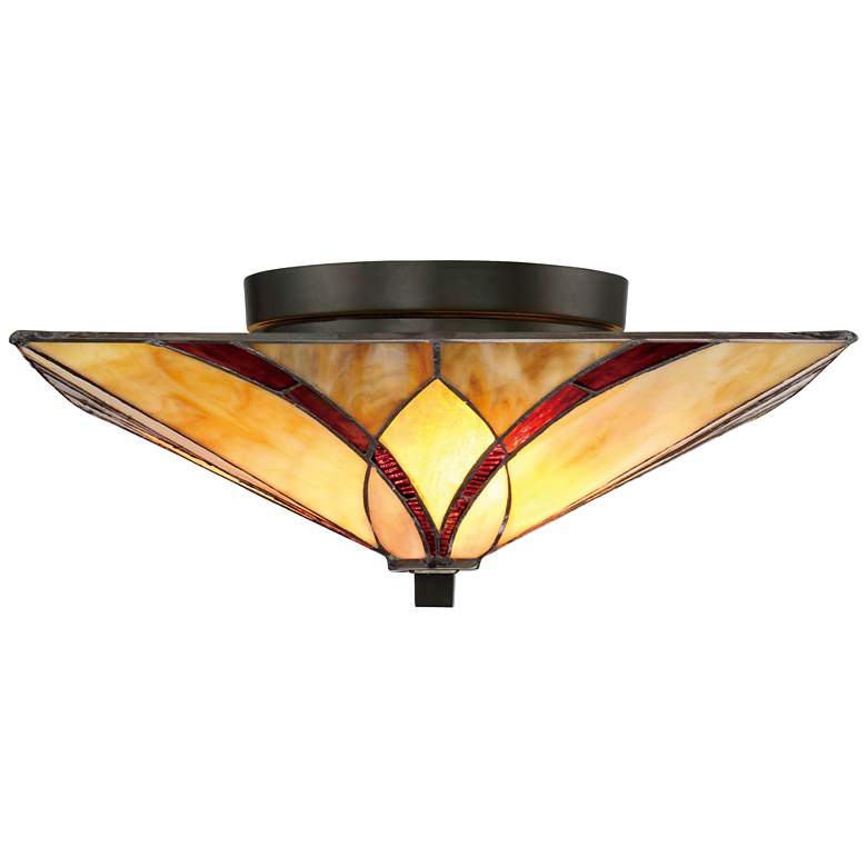 Quoizel Asheville 15&quot; Wide Tiffany-Style Ceiling Light more views