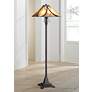 Quoizel Asheville 60" Valiant Bronze Tiffany-Style Glass Floor Lamp