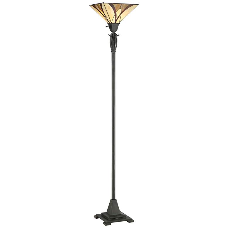 Image 2 Quoizel Asheville 70 1/2" Valiant Bronze Tiffany-Style Torchiere Lamp