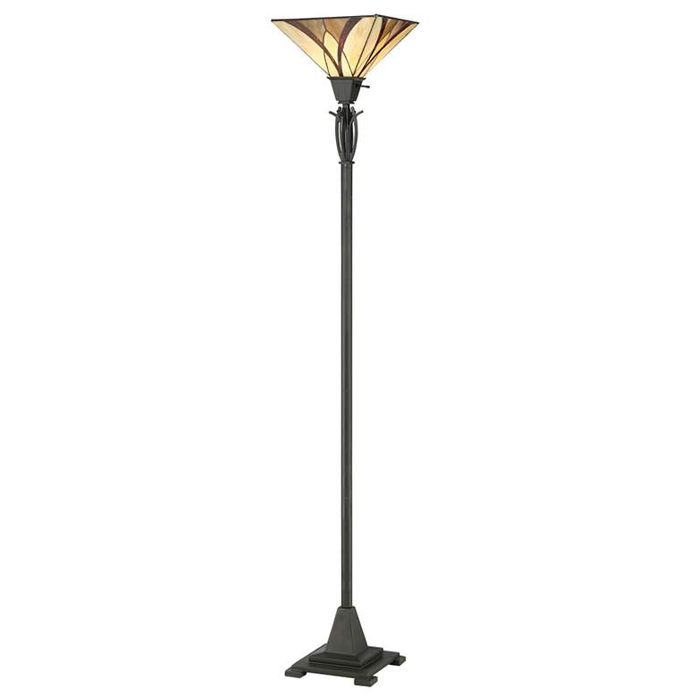 Image 2 Quoizel Asheville 70 1/2" Valiant Bronze Tiffany-Style Torchiere Lamp