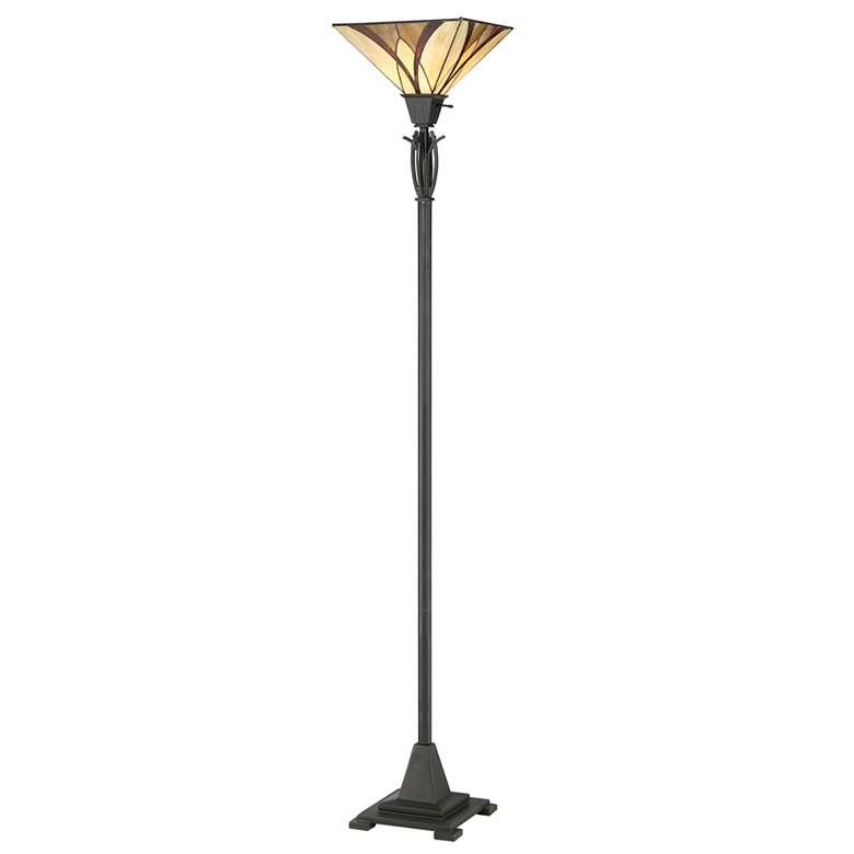 Image 2 Quoizel Asheville 70 1/2 inch Valiant Bronze Tiffany-Style Torchiere Lamp