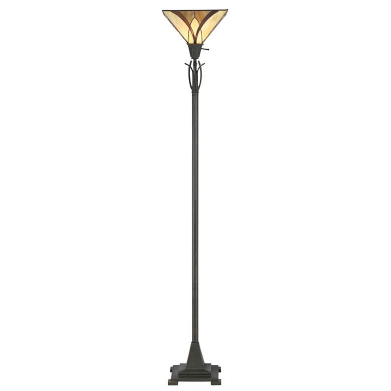 Image 3 Quoizel Asheville 70 1/2" Valiant Bronze Tiffany-Style Torchiere Lamp more views