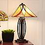 1_Quoizel Ashville 25" High Bronze Art Glass Tiffany-Style Table Lamp