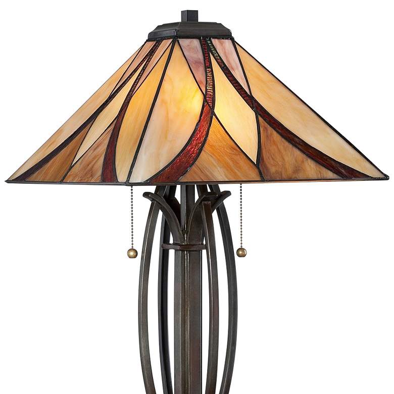 Image 2 Quoizel Ashville 25 inch High Bronze Art Glass Tiffany-Style Table Lamp more views