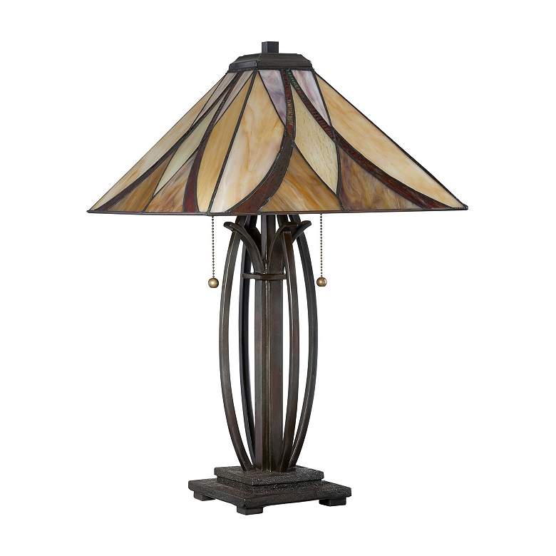 Image 3 Quoizel Ashville 25" High Bronze Art Glass Tiffany-Style Table Lamp more views