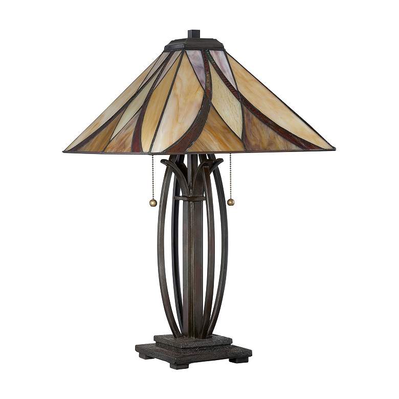 Image 2 Quoizel Ashville 25 inch High Bronze Art Glass Tiffany-Style Table Lamp more views