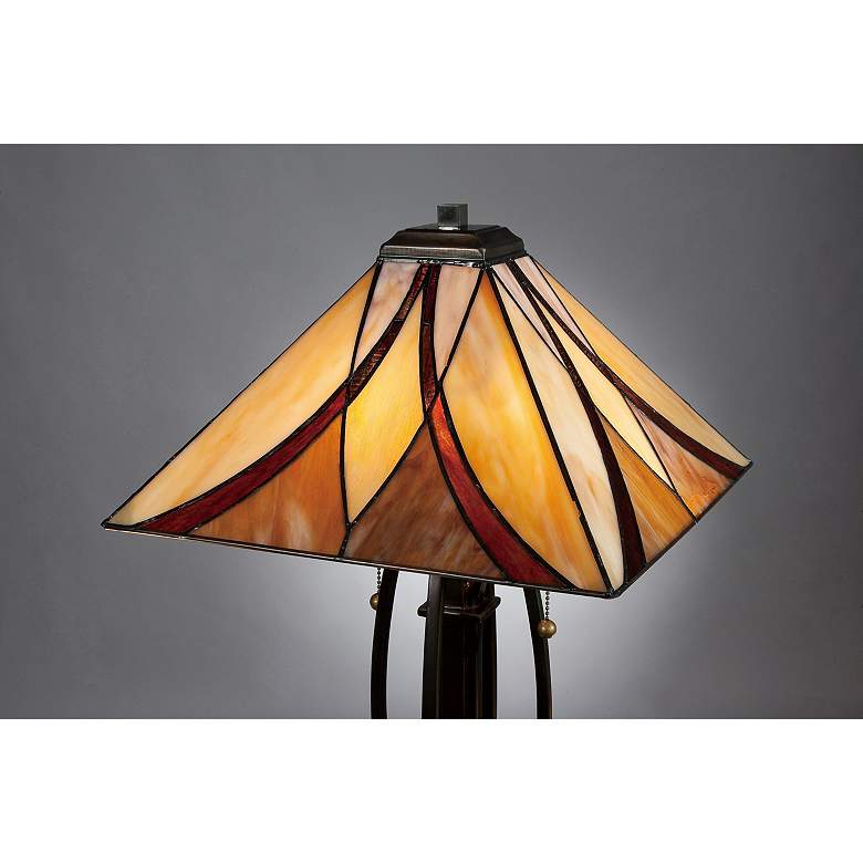 Image 3 Quoizel Ashville 25 inch High Bronze Art Glass Tiffany-Style Table Lamp more views