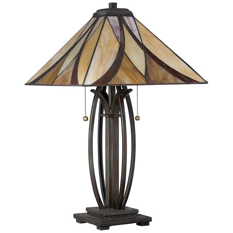 Image 4 Quoizel Ashville 25" High Bronze Art Glass Tiffany-Style Table Lamp more views