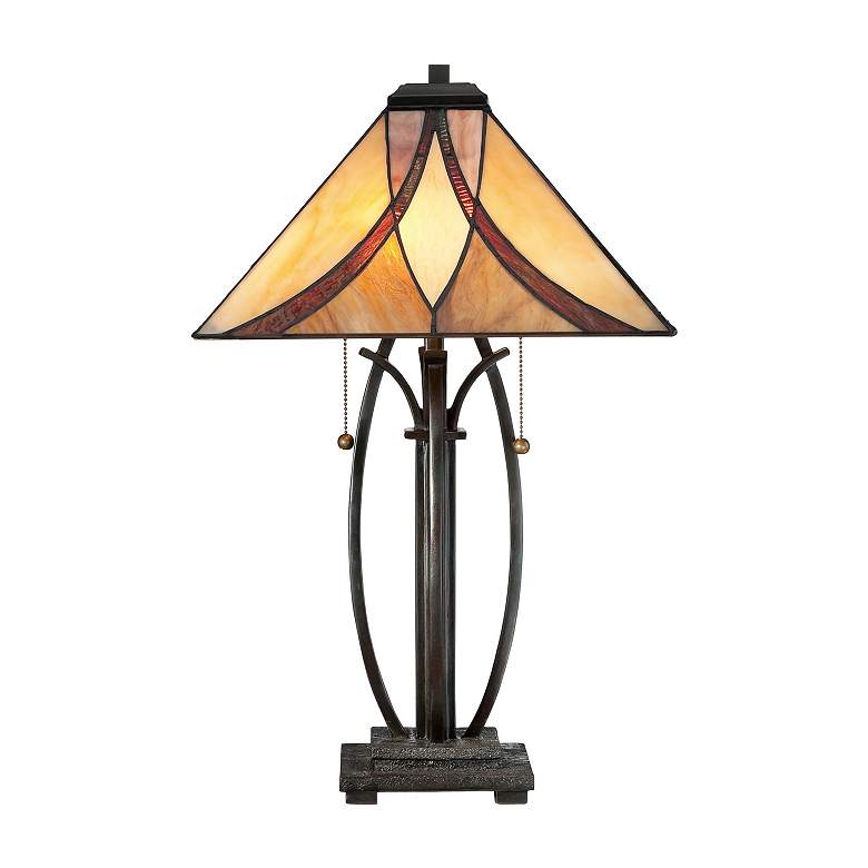 Image 4 Quoizel Ashville 25 inch High Bronze Art Glass Tiffany-Style Table Lamp more views