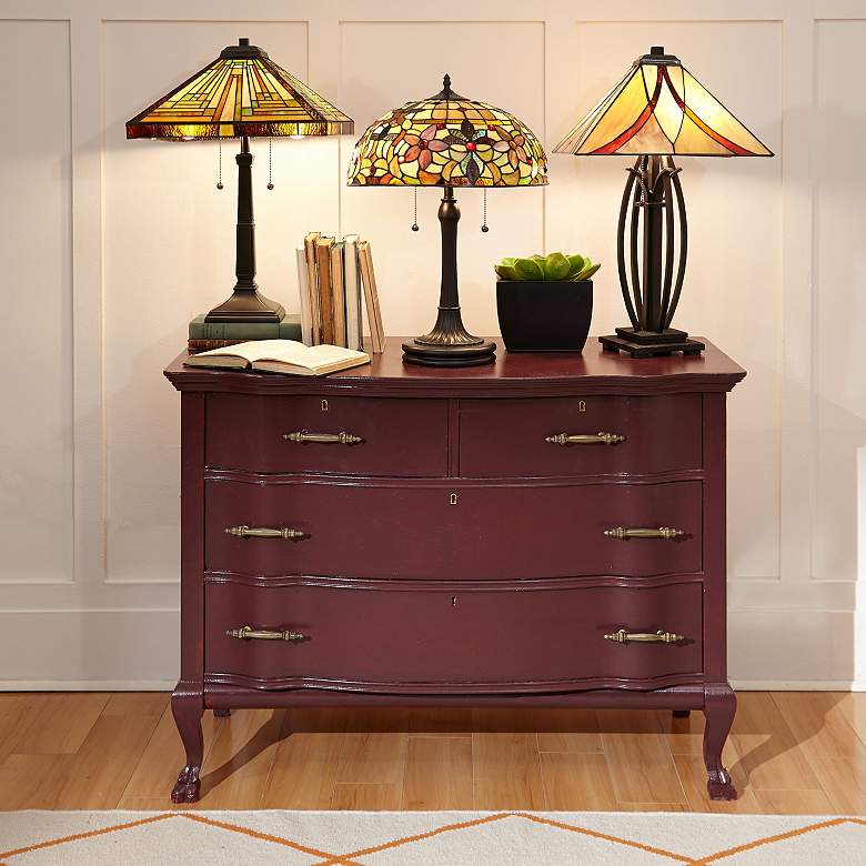 Image 6 Quoizel Ashville 25" High Bronze Art Glass Tiffany-Style Table Lamp more views