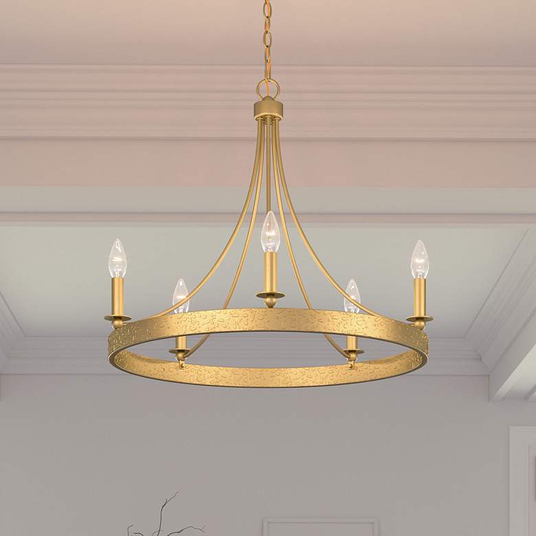 Image 2 Quoizel Aspyn 26" Wide Light Gold 5-Light Candelabra Ring Chandelier