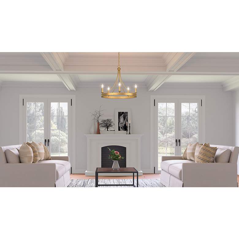 Image 4 Quoizel Aspyn 26" Wide Light Gold 5-Light Candelabra Ring Chandelier more views