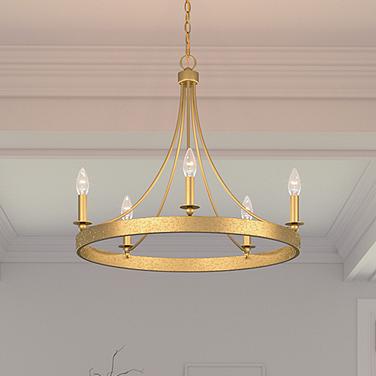 Quoizel Aspyn 26" Wide Light Gold 5-Light Candelabra Ring Chandelier
