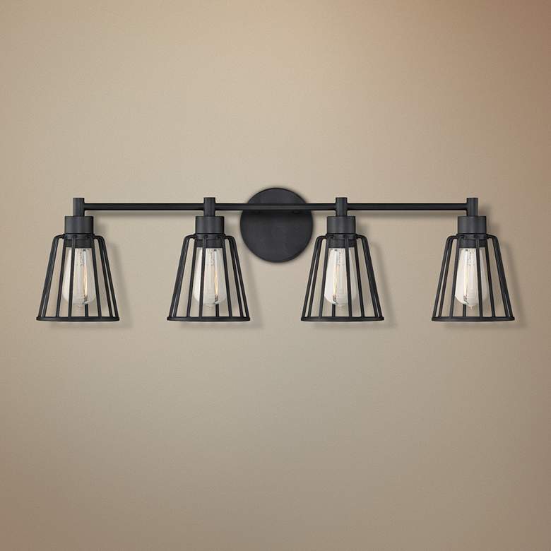 Image 1 Quoizel Atticus 32" Wide Earth Black 4-Light Bath Light