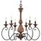 Quoizel Auburn 28" Wide 6-Light Rustic Traditional Wood Chandelier