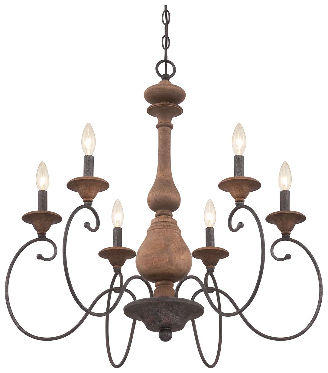 Image 4 Quoizel Auburn 28" Wide 6-Light Rustic Traditional Wood Chandelier more views