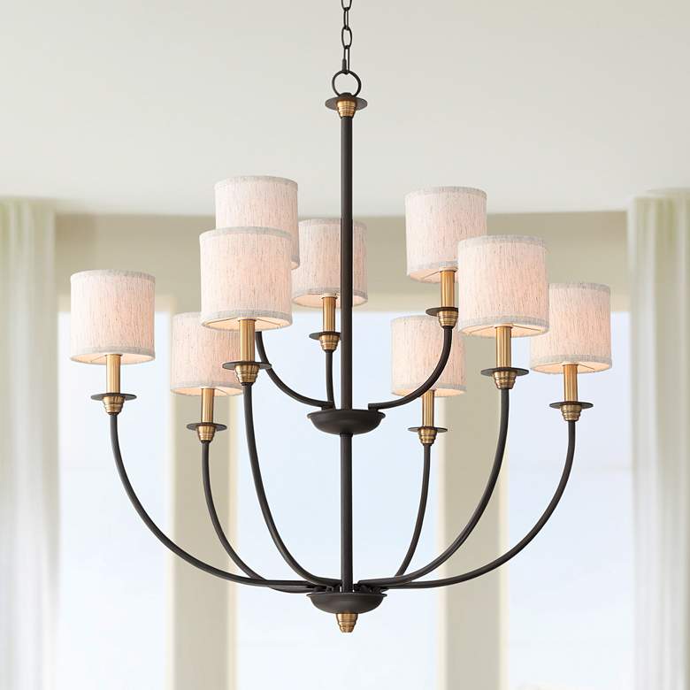 Image 1 Quoizel Audley 33" Wide Old Bronze 9-Light Chandelier
