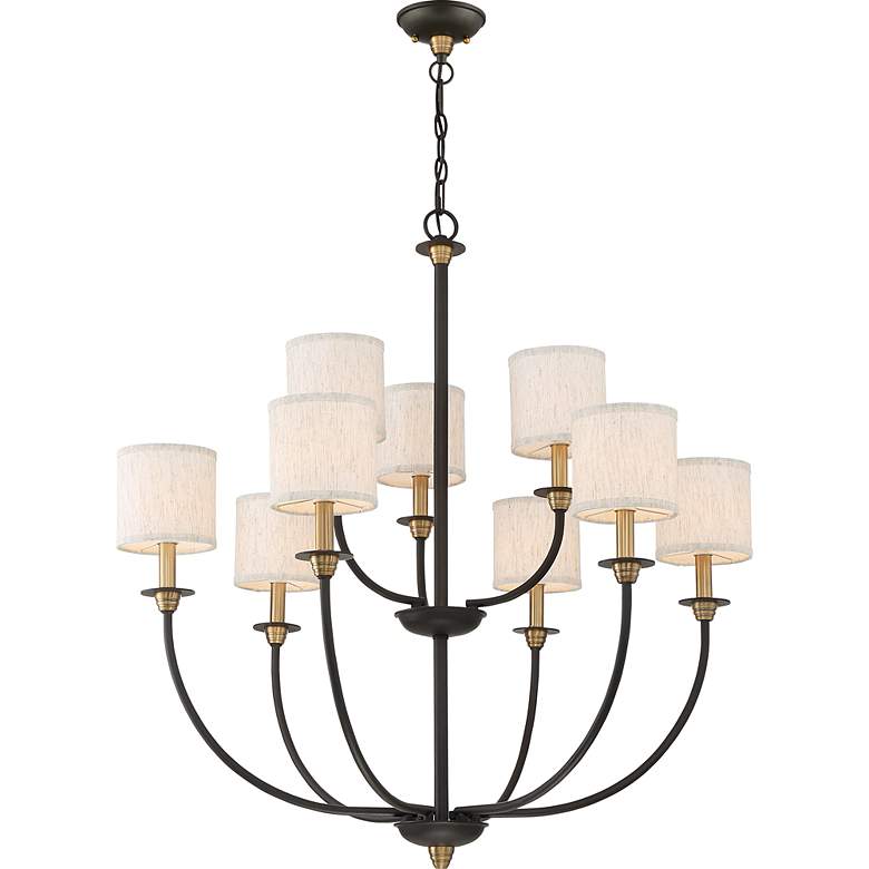 Image 2 Quoizel Audley 33 inch Wide Old Bronze 9-Light Chandelier more views