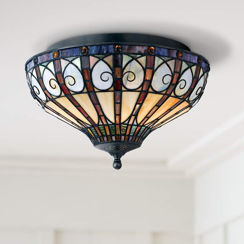 Image 1 Quoizel Ava Collection 14" Wide Vintage Bronze Ceiling Light