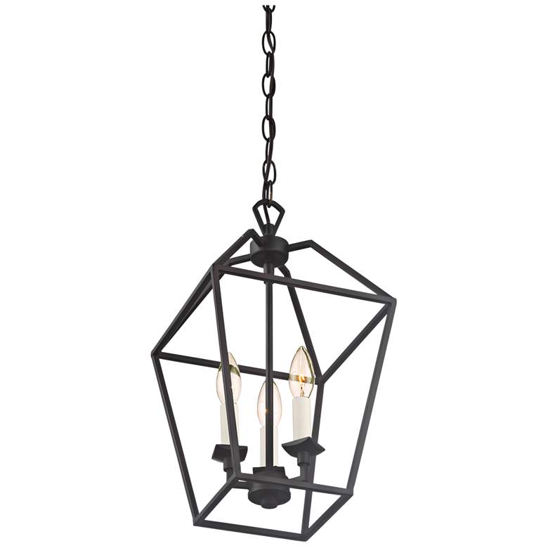 Image 3 Quoizel Aviary 9 1/2 inchW Bronze 3-Light Steel Cage Chandelier more views