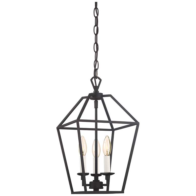 Image 5 Quoizel Aviary 9 1/2 inchW Bronze 3-Light Steel Cage Chandelier more views